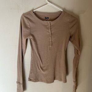 SO Women's Beige Long Sleeve Top